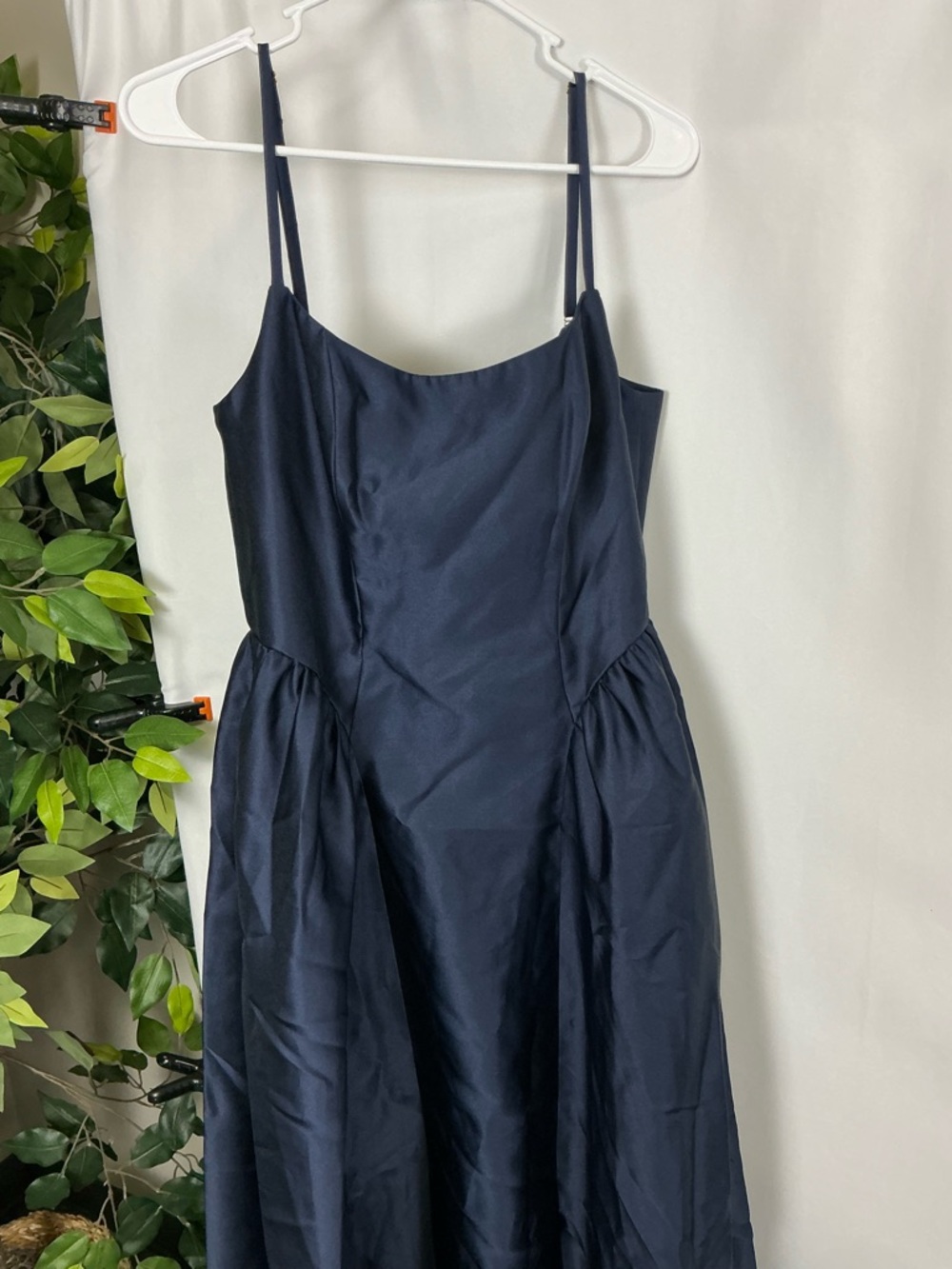 Dessy Collection Navy Satin Scoop-Neck Maxi Dress - Picture 4 of 7
